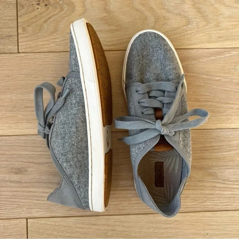 Olukai Women’s Pehuea Li Hulu Wool Sneaker Grey 7.5 Coastal Casual Neutrals - Picture 6 of 7